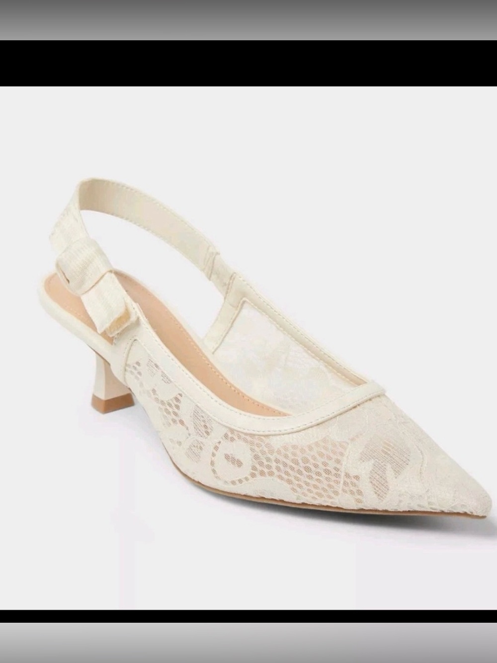 Women's Milan Slingback Pumps - A New Day Cream: Kitten Heel, Cushioned Insole